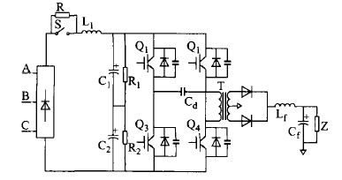 大功率高頻開(kāi)關(guān)電鍍電源主電路原理圖